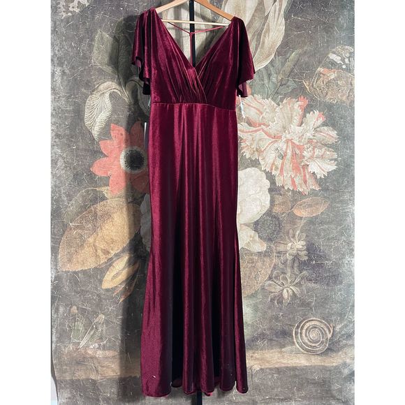 New BHLDN x Jenny Yoo Ellis Velvet Open Back Dress sz 12 - Picture 7 of 10